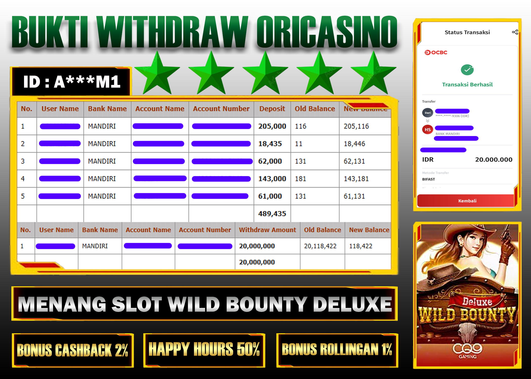 BUKTI KEMENANGAN SLOT WILD BOUNTY DELUXE PROVIDER CQ9